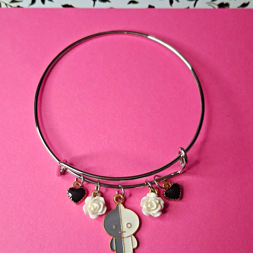 Silver tone charm bangle - tone,