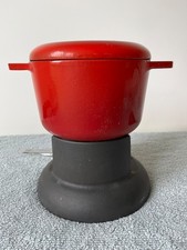 Vintage Red cast iron fondue