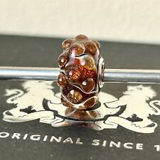 Trollbeads unique ooak glass bead christmas style gold glitter 