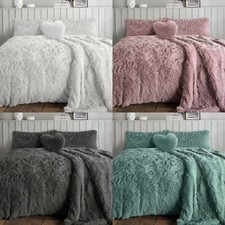 Luxury Cuddles Alaska Teddy Bear Fleece Duvet Cover Warm Long Fur Bedding Set