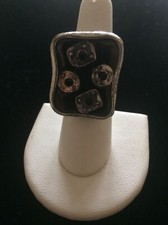 Chunky Large Statement Fashion Ring, Black Adjustable One Size