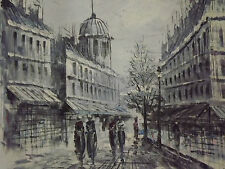 Vintage Cityscape Large Oil Painting Linen Original Art White London Paris European