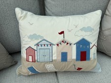 Laura Ashley  Embroidered Beach Hut / Seaside Cushion Cover With Feather Cushion