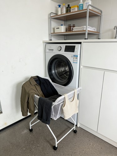 Folding laundry trolley basket - folding,