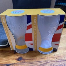 2 x Coca Cola/Mcdonald’s London 2012 Olympic Games yellow Wrist Band Glass Boxed