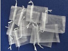 New set of 10 small  silver Jewellery Gift pull string pouch Bags ribbon 