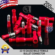200 Pack 22-18 AWG Red Male &