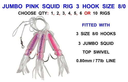 Jumbo pink squid rig hook - 3,