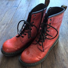 Pair Of Doc Martens Junior Orange Glitter  Shoes Size 5.5