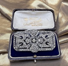 Vintage Antique Early 1900 Depose Signed French Diamante Paste Brooch Pot Metal?