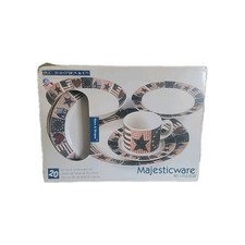 Oneida Majesticware American Quilt 4th July Dinnerware Set For 4 People New 