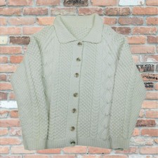 Vintage men's Knitted Pure Wool Aran Cable Knit Jumper