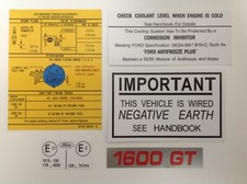 Ford Cortina MK2 1600GT 1600E Under Bonnet Decal Set