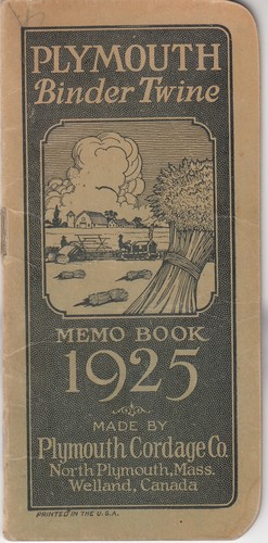 Plymouth binder twine memo - binder,
