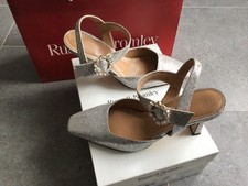 Russell and Bromley Strictly diamante silver court shoes with jeweled buckle