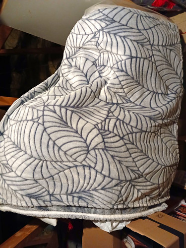 Grey white floral leaf - &,