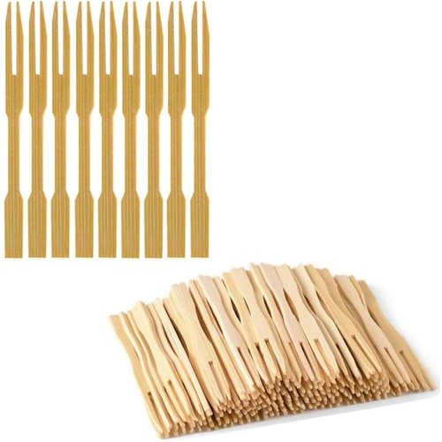 Bamboo buffet forks picks 9cm - bamboo,
