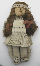 Vintage Native American Doll Cloth & Leather With Beaded Features