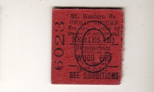 Railway ticket gwr wood end - wood,