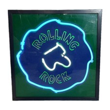 Great Vintage 1980s Rolling Rock Beer Genuine neon sign Bar Pub Light Sign 