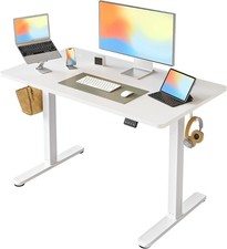 Height Adjustable Electric Standing Desk, 100 * 60 cm Stand up Table -White Top