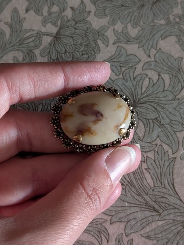 Vintage 1980s oval brooch - ,