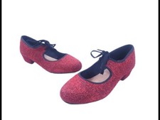 Katz Womens Ladies Red Lace Up Flat Shoes Size 3UK Dancewear 