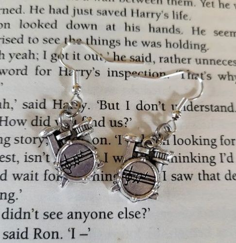 Drum earrings silver plated - earrings,