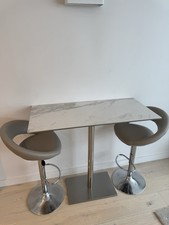 Real Marble Stone Breakfast Bar Table and 2x Stools DUSK