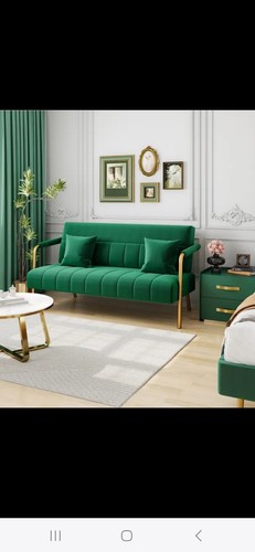 Green velevet modern sofa - green,
