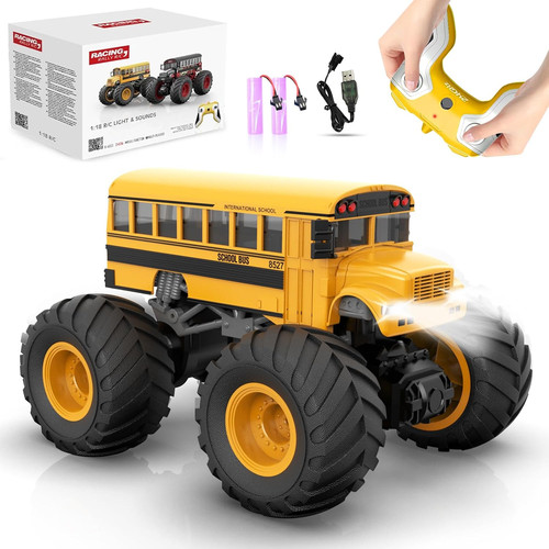 Remote control school bus - 1/18,
