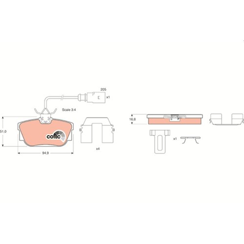 Trw rear brake pad set - brake,