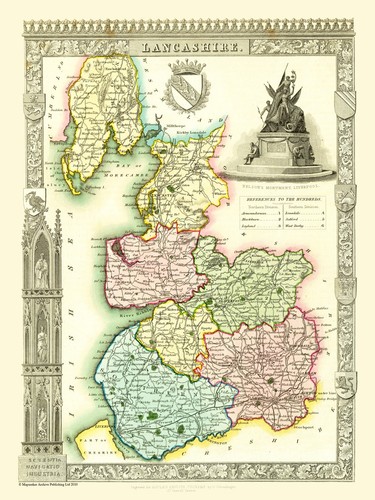 Old map lancashire 1836 by - of,