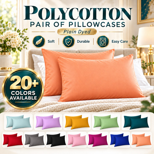 Polycotton pillowcases - 2x,