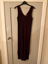 Hush Maxi Dress Burgundy With Black Side Stripe & Split Detail. Size 12 N. Worn