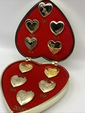 x10 Vintage Variety Club Gold Heart Pin Badges 1991-2000 in original box