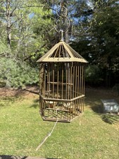 Vintage brass hanging bird - brass,