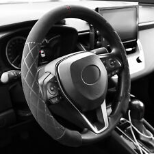 Universal Black Suede Steering Wheel Cover Ultra-Thin Non-Slip Fit Car SUV Truck