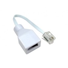  BT Socket to RJ11 Plug 4 Pin Telephone Phone Cable Adaptor Converter White