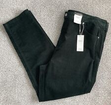 NEW M&S Ladies Bottle Green Corduroy Straight Leg Trousers: 24 Long & 24 Short