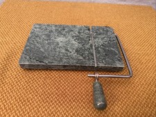 Vintage 80’s Green Marble Cheese Board With Cutter Slicer 8” x 5”