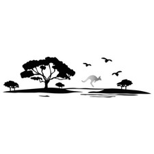 Sticker Set Australia 105.2x28.7cm Car Caravan Camper KX104 Black Silver