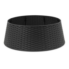 Christmas Village Faux Rattan Christmas Tree Skirt Xmas Home Decoration Black