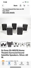 5x Sony SS-MS215 Home Theatre Surround Sound Satellite Speakers. Silver. 60 W.