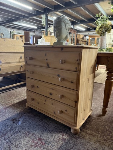 Stripped pine chest drawers - chest,