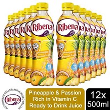 Ribena Pineapple & Passionfruit Ready to Drink Juice Rich in Vitamin C, 12x500ml
