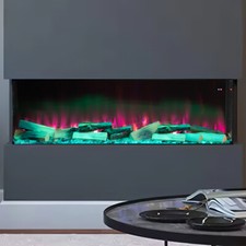 60/70/80in Panoramic Media Wall Insert Electric Fire 3 Side Full Glass Fireplace