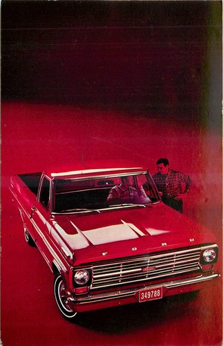 1969 ford red pickup - red,
