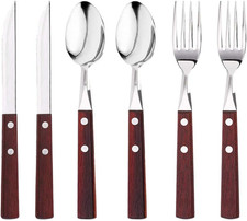 6-Pack Wooden Handle Stainless