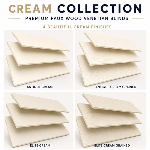 Cream faux wood venetian - cream,
